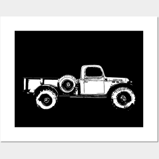 1948 Dodge Powerwagon - stylized white on dark background Posters and Art